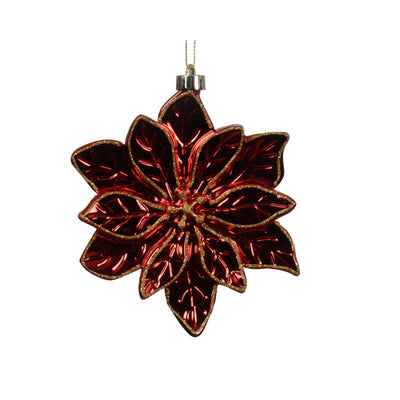 Decoris Pendentif de Noël poinsettia en plastique rouge