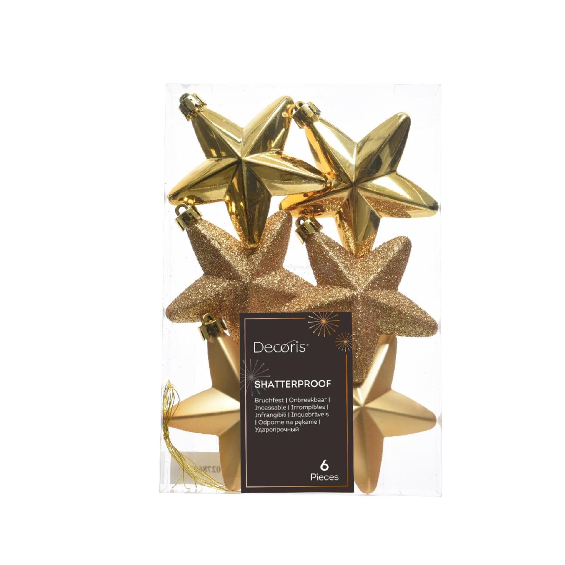 Decoris Pendentif de Noël étoile or dia7cm 6-pièces