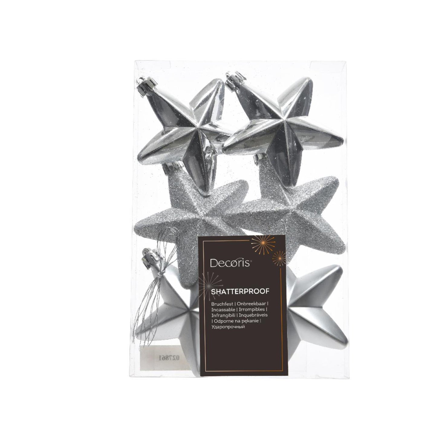 Decoris Pendentif de Noël étoile argent dia7cm 6 pcs