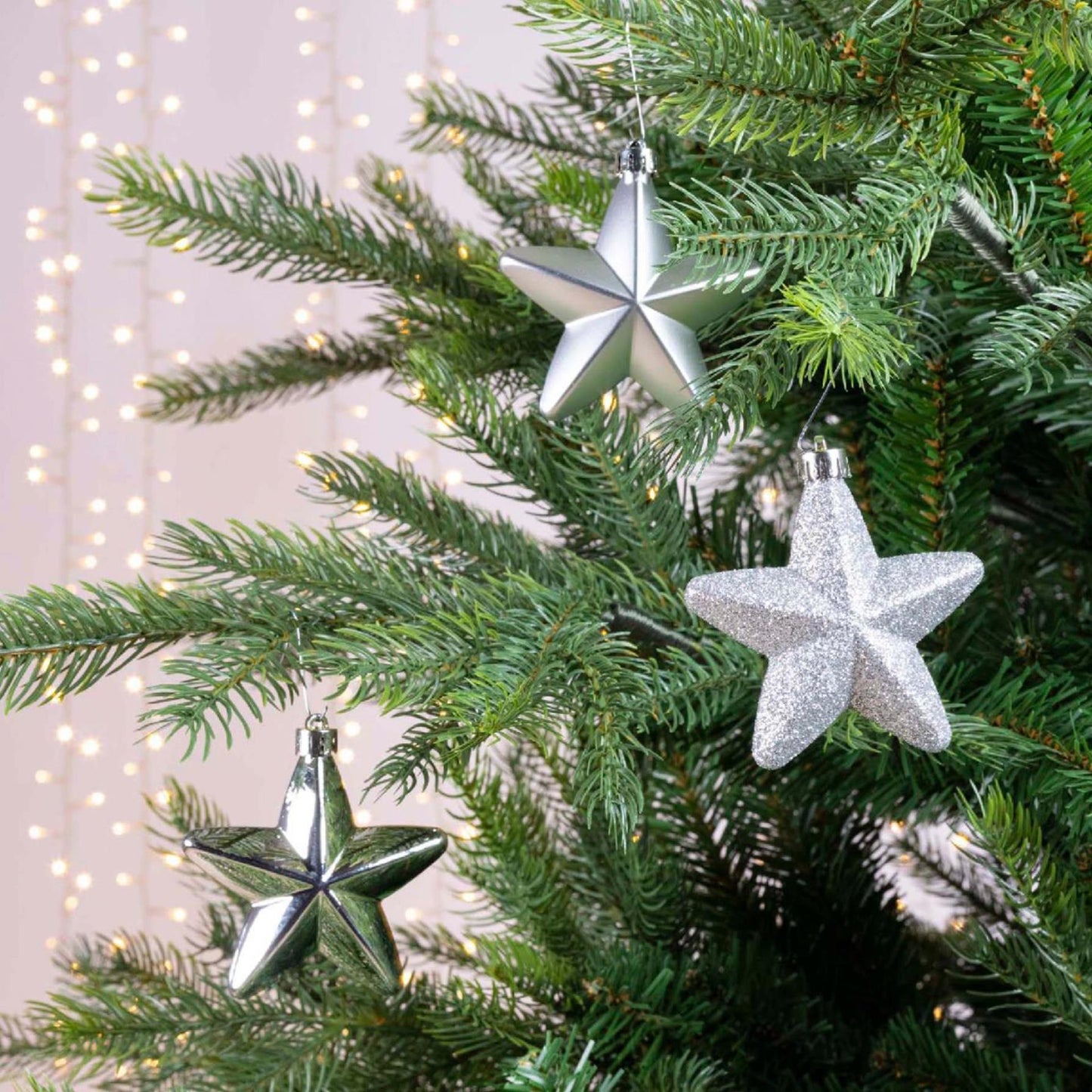 Decoris Pendentif de Noël étoile argent dia7cm 6 pcs
