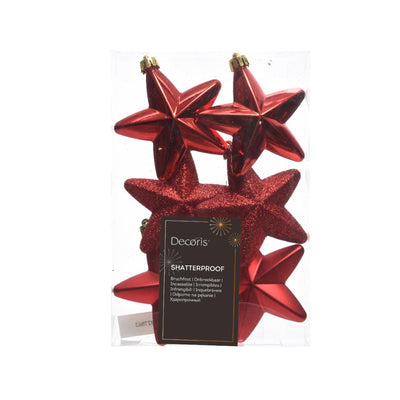 Decoris Pendentif de Noël étoile rouge dia7cm 6 pcs