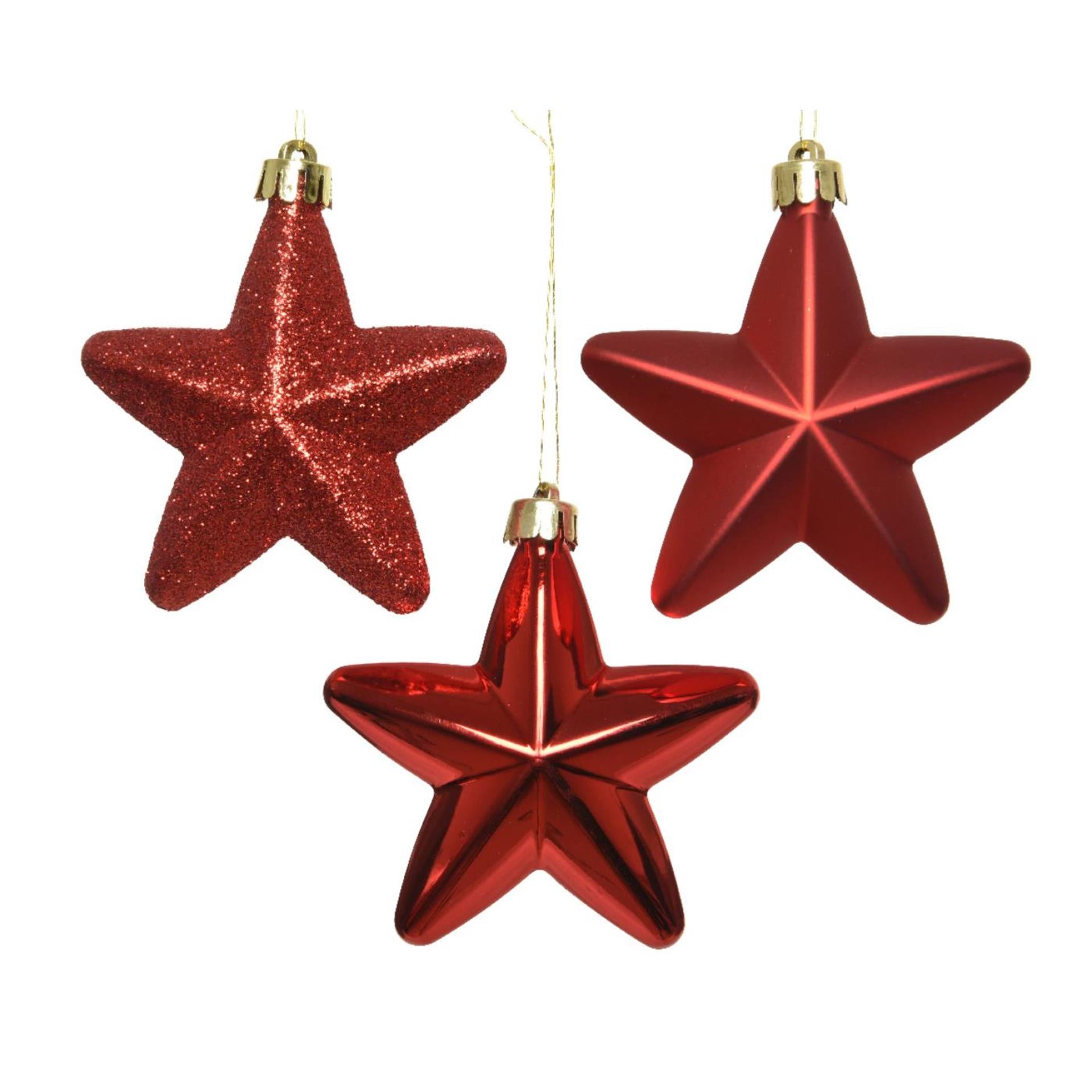 Decoris Pendentif de Noël étoile rouge dia7cm 6 pcs