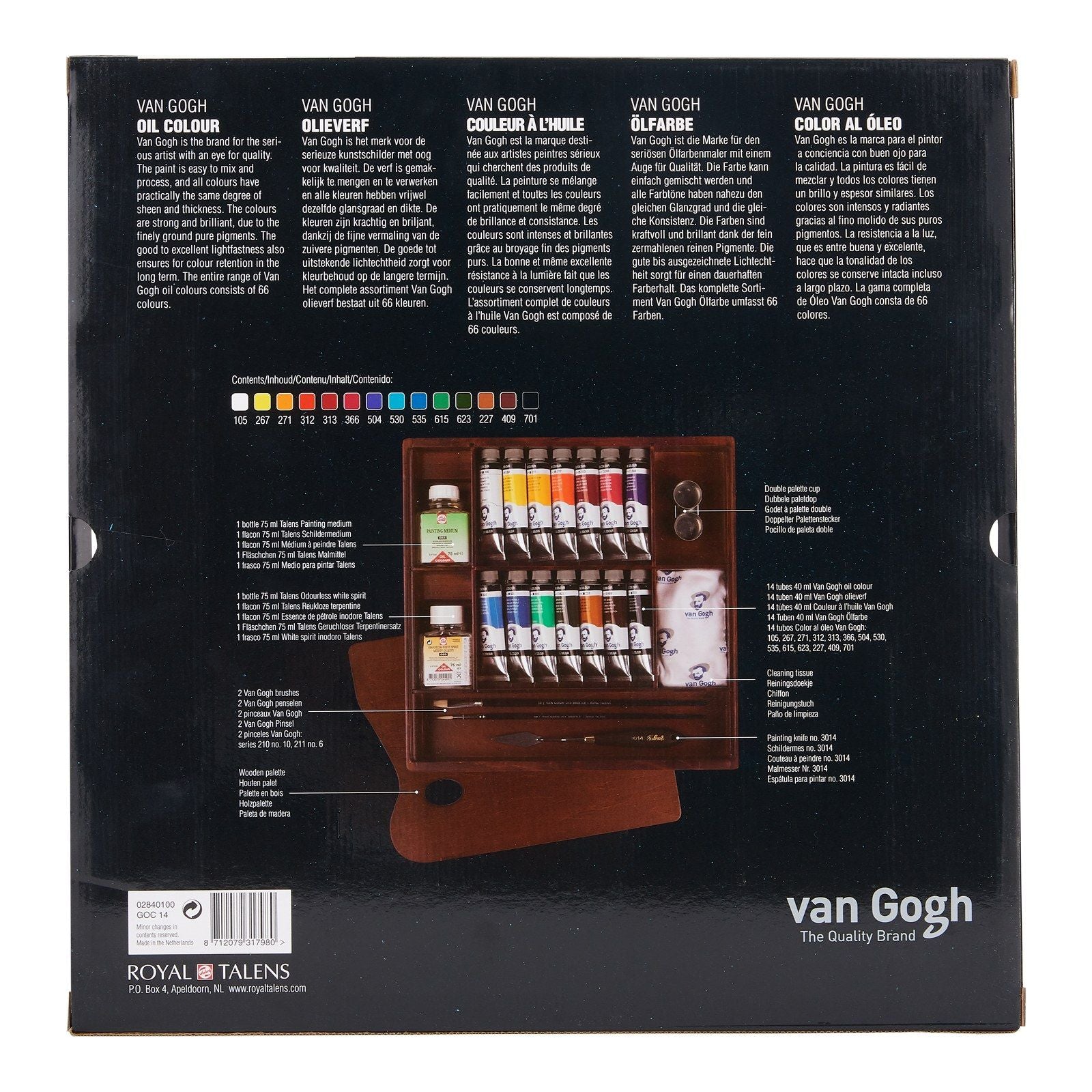 Van Gogh • inspiration coffret peinture à l'huile avec 14 couleurs en tubes de 40 ml + accessoires