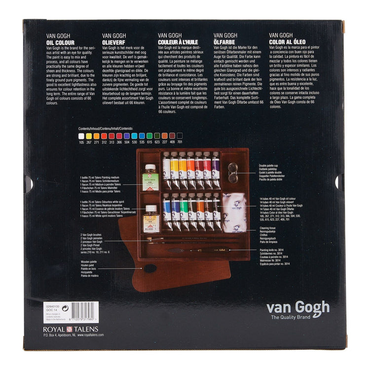 Van Gogh • inspiration coffret peinture à l'huile avec 14 couleurs en tubes de 40 ml + accessoires