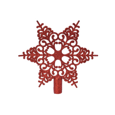 Decoris pic flocon de neige 20,5x19cm Noël rouge
