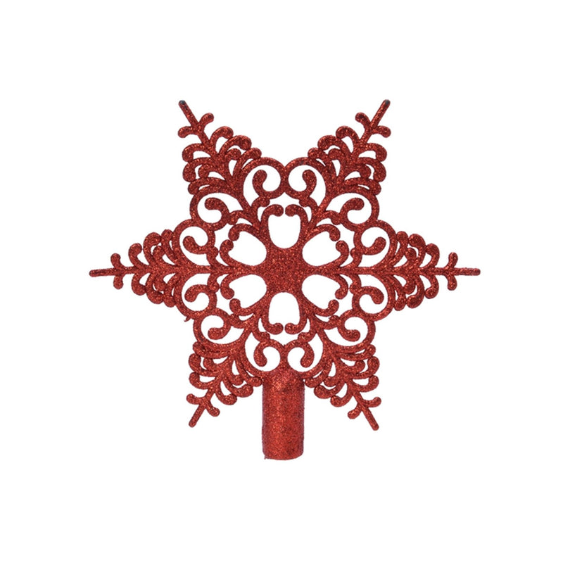 Decoris pic flocon de neige 20,5x19cm Noël rouge