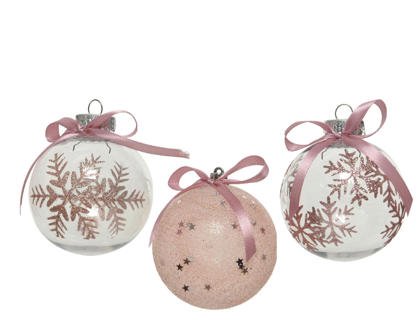 Decoris Boules de Noël mélange plastique 8cm 12pcs rose
