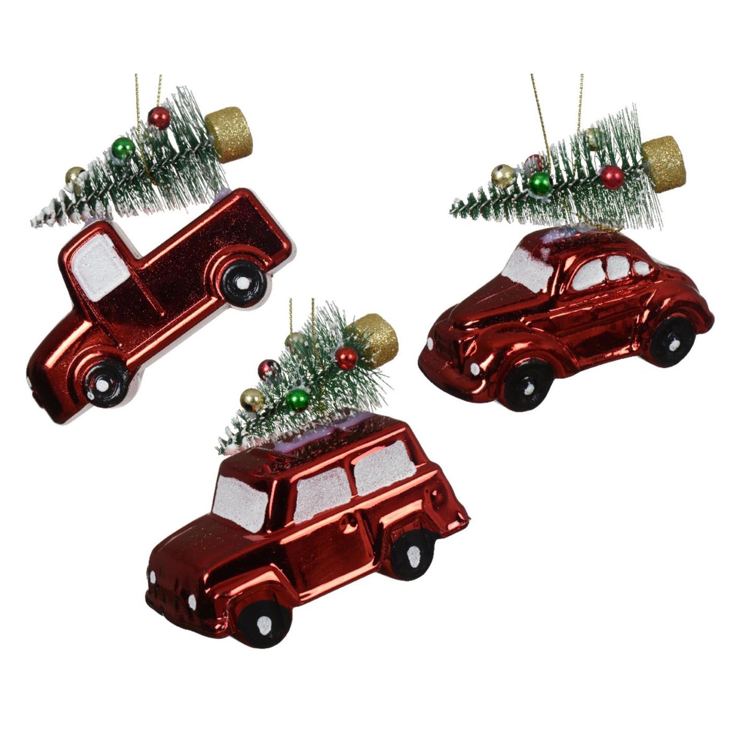 Decoris Pendentif de Noël voiture plastique 10cm