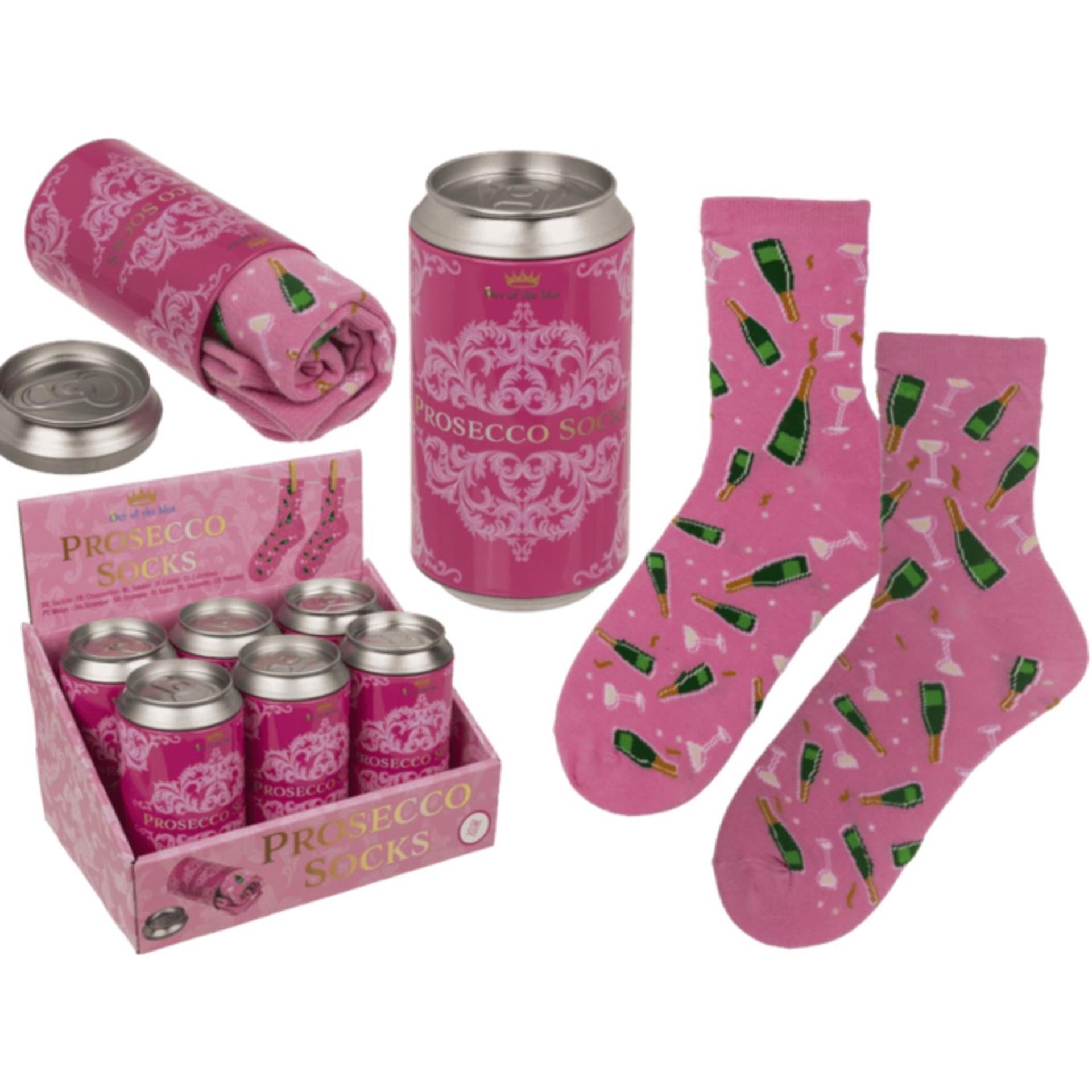 Des chaussettes de prosecco bleues en boîte