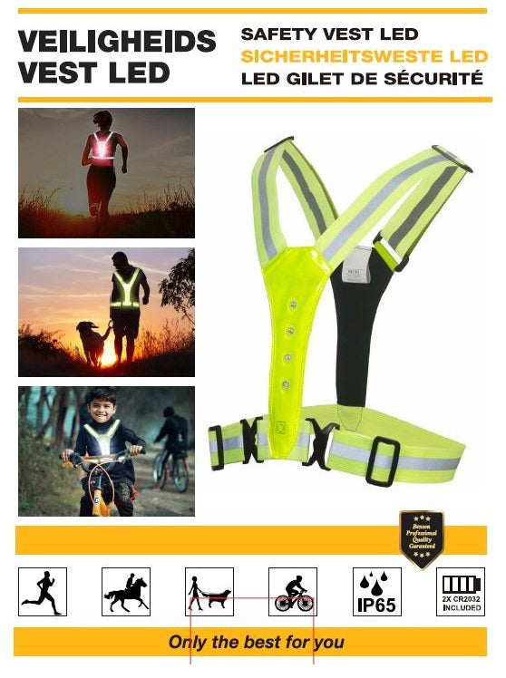 Gilet de sécurité de course LED,