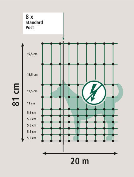 Ako filet de camping 20 mètres 80cm vert simple broche