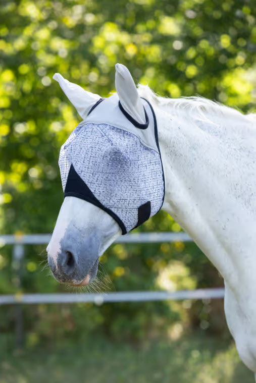 Masque anti-mouches avec oreilles gris clair taille Shetty