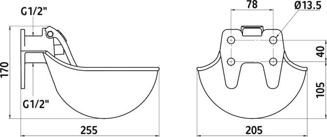 Abreuvoir métal 12 languette inox | 2 pièces