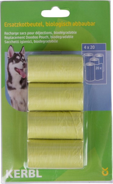 Sacs à déjections canines vert 4x20pcs biodégradables