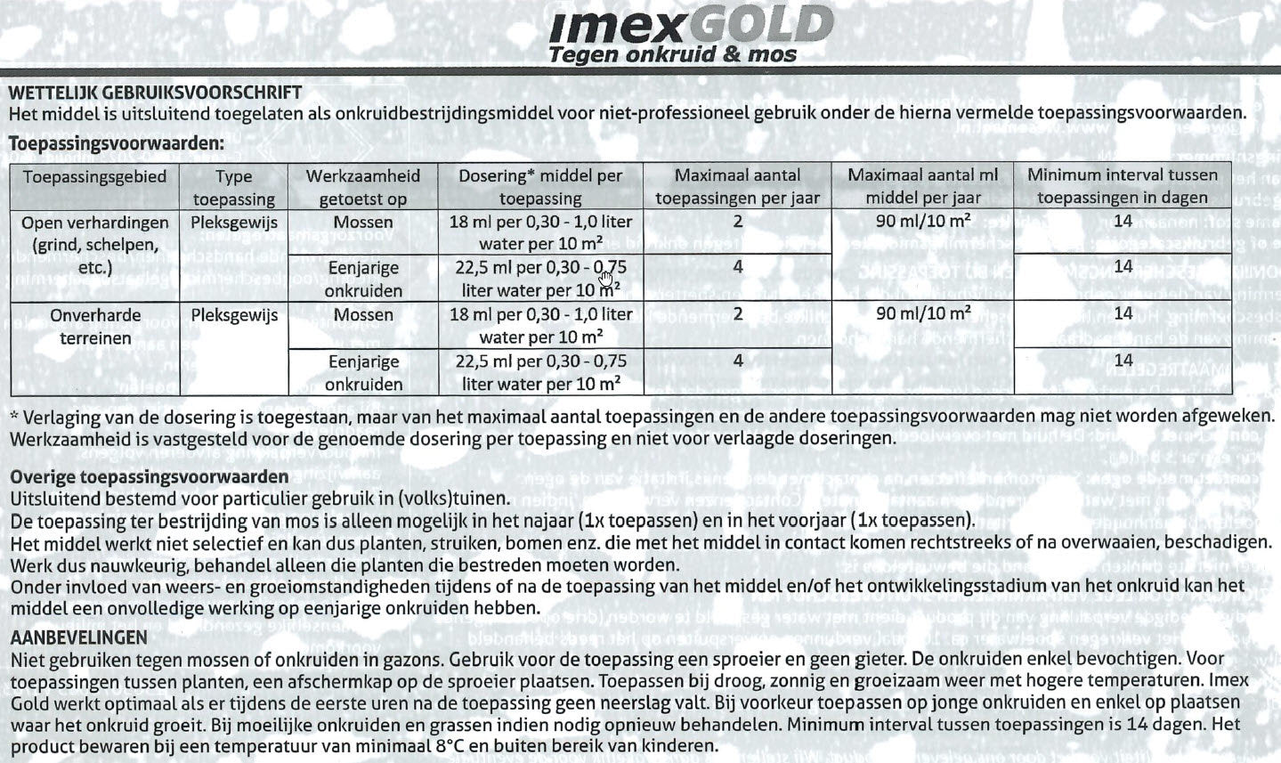 Imex gold contre les mauvaises herbes et la mousse 450ml