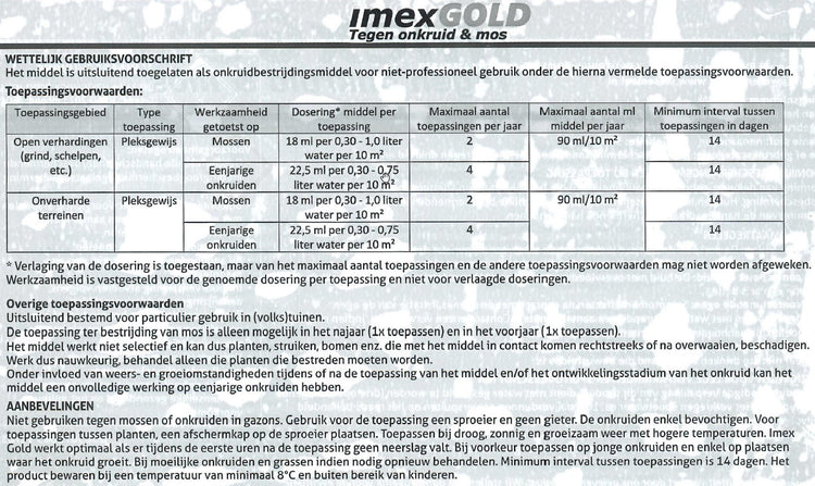 Imex gold contre les mauvaises herbes et la mousse 450ml