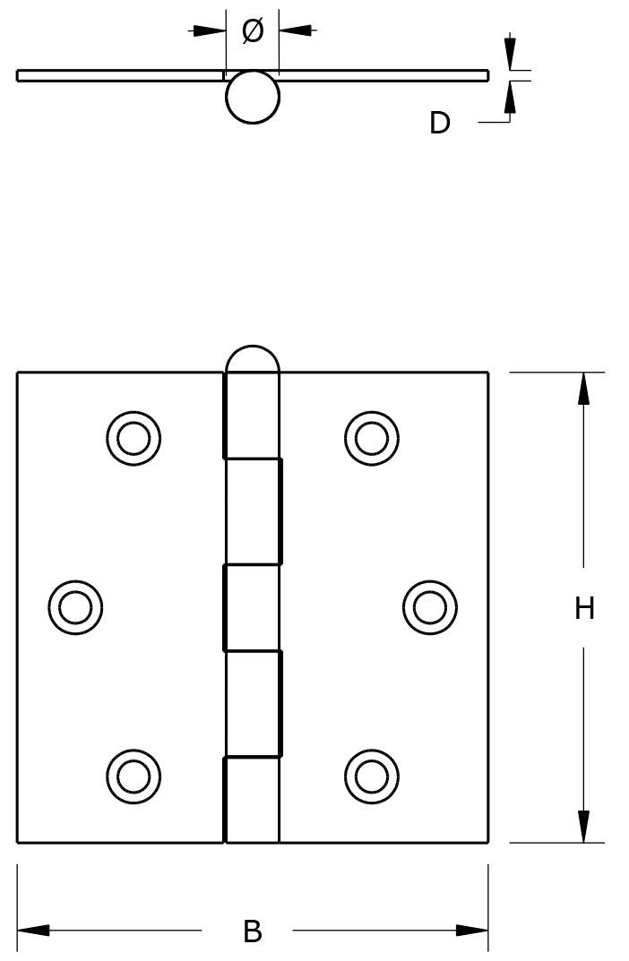 Produits charnière galvanisée à angle droit, axe libre 63x63cm