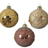 Decoris boule de Noël set de 3 pièces verre rose 8cm