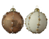 Decoris Set boule de Noël verre de 3 pièces camel 8cm - afbeelding 2