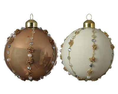Decoris Set boule de Noël verre de 3 pièces camel 8cm
