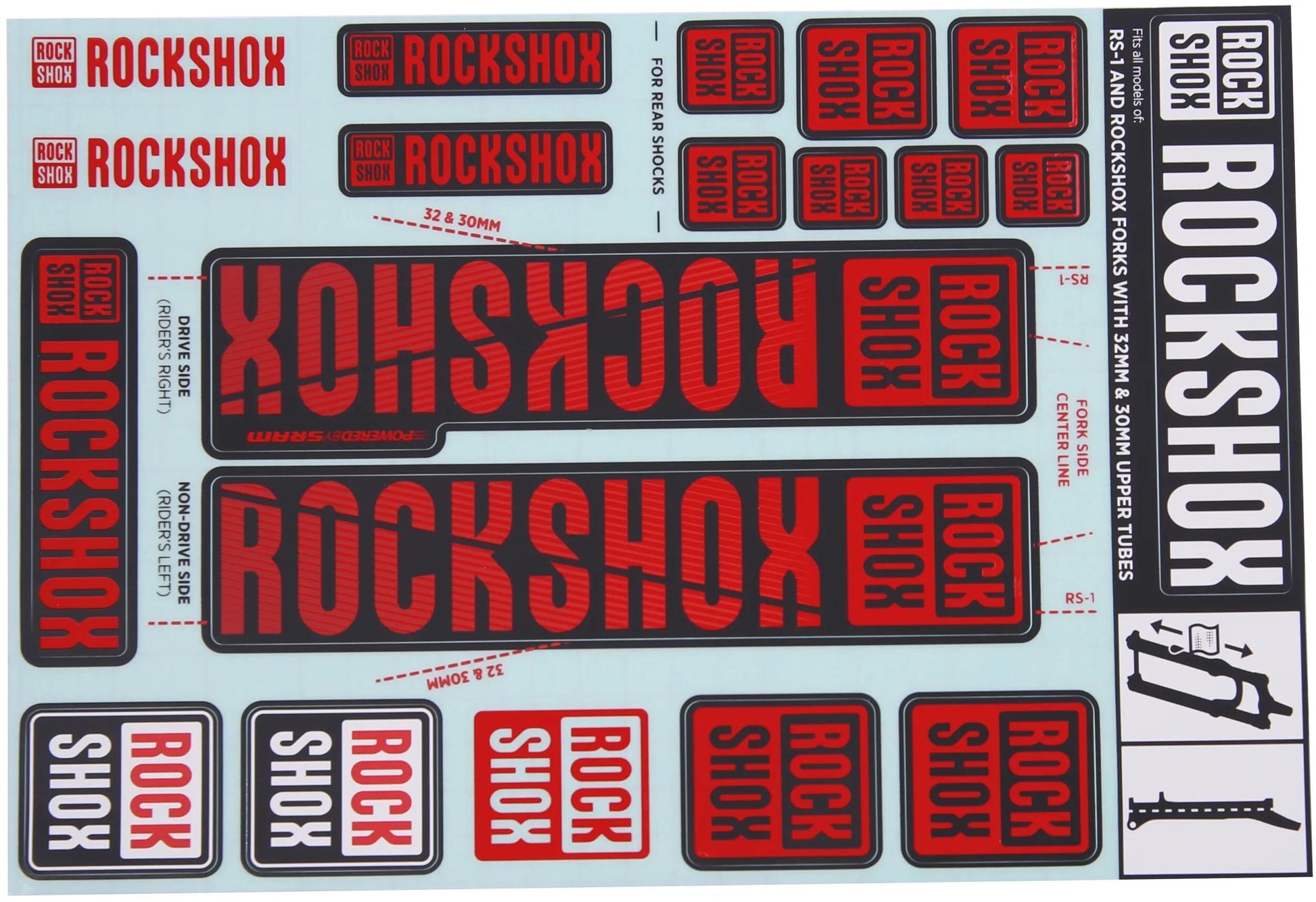 Decal rockshox set rouge