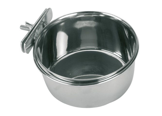 Kerbl récipient inox 600 ml 12 cm fixation à vis pour oiseaux
