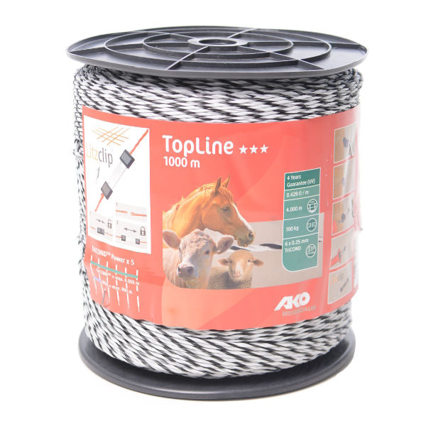 Clôture électrique Ako topline blanc noir 6x025 triconde 1000m
