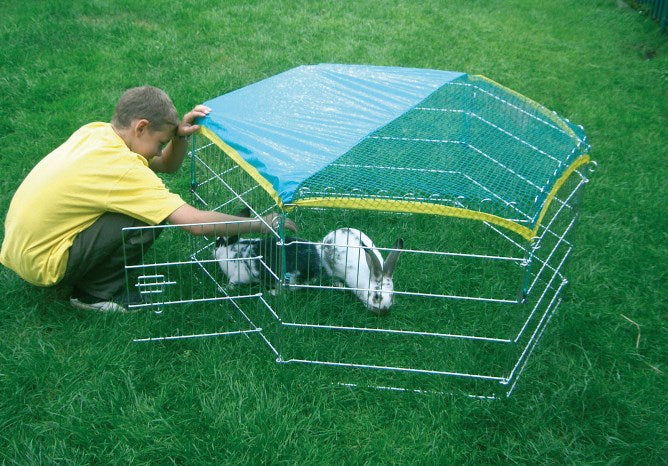 Enclos pour lapins en plein air 6 angulaire avec filet de protection