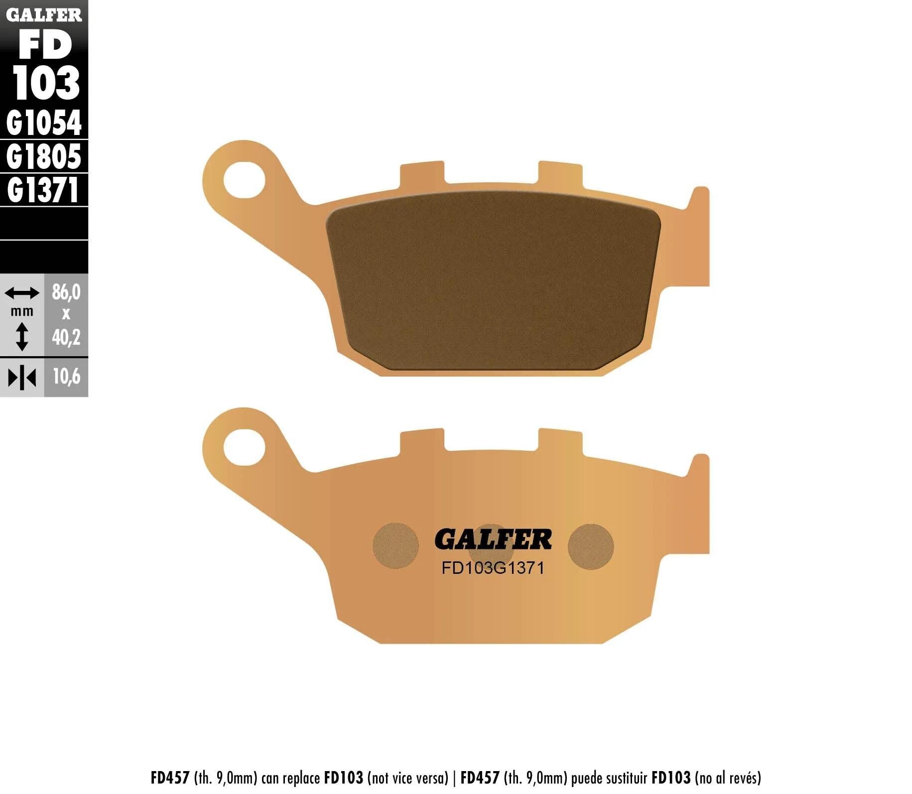 Galfer plaquettes de frein fd103 plaquette de frein fd103 g1371 métal fritté