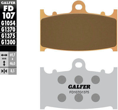 Galfer plaquettes de frein fd107 plaquette de frein fd107 g1375 métal fritté