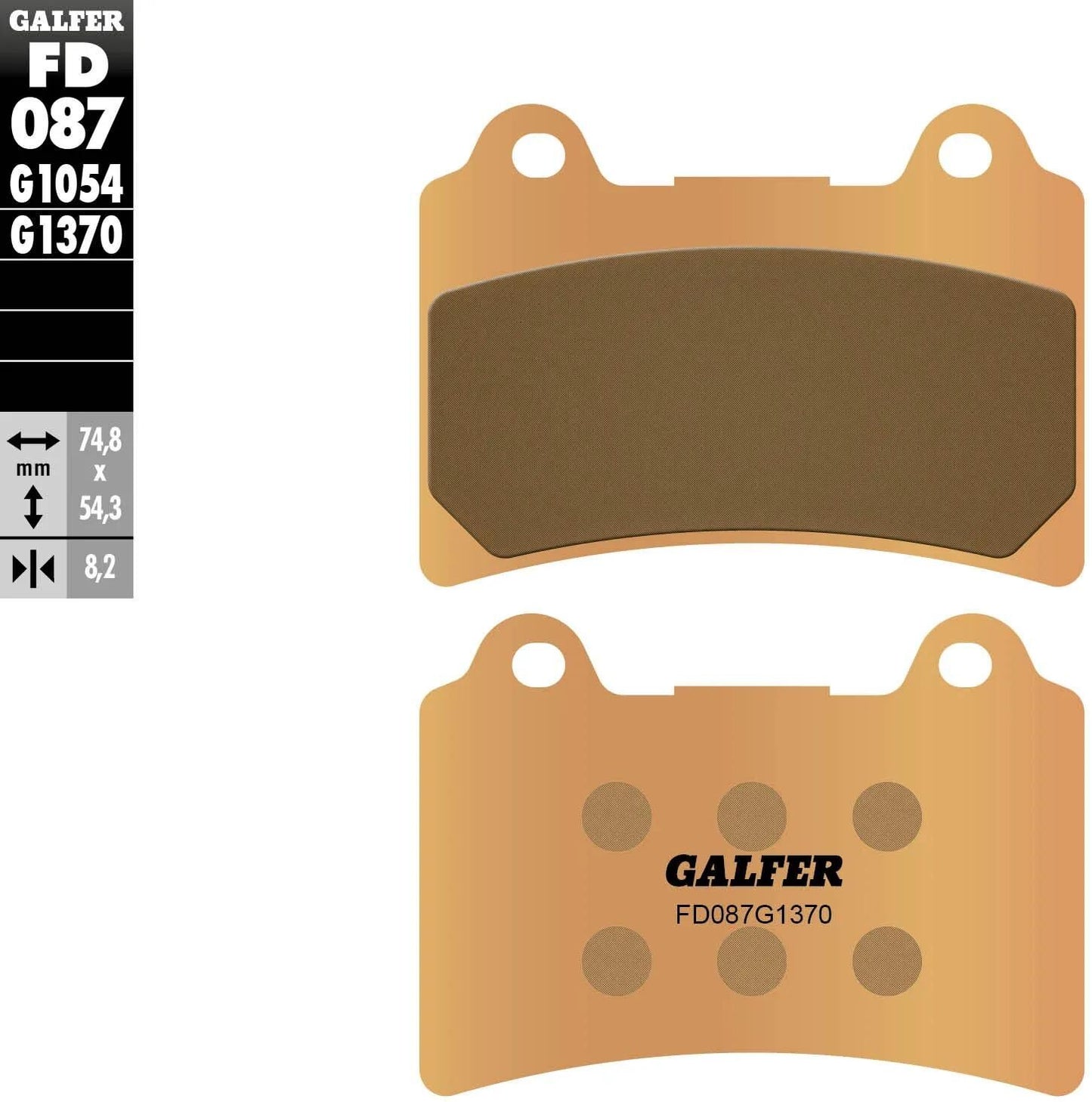 Galfer plaquettes de frein fd087 plaquette de frein fd087 g1370 métal fritté