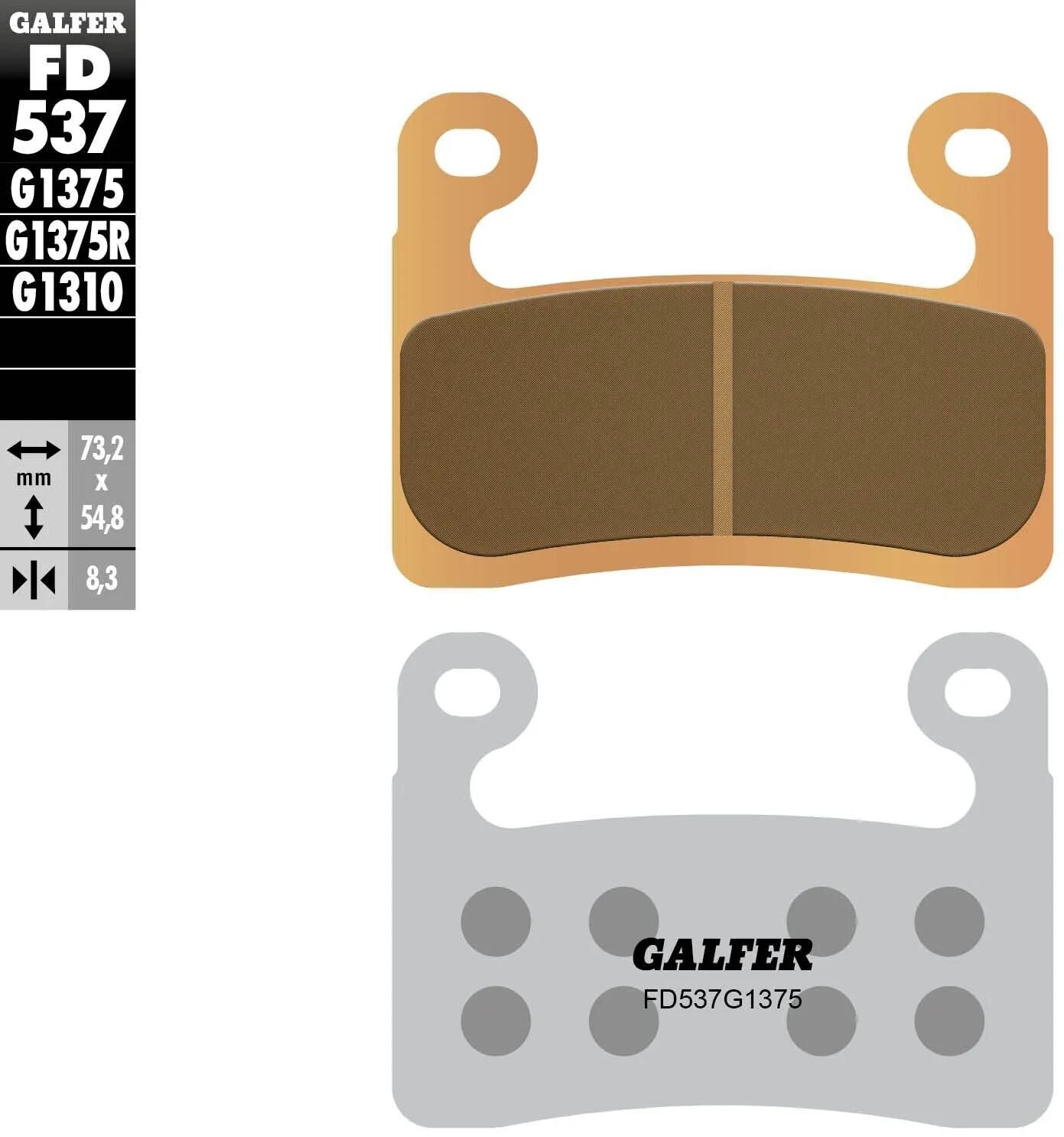 Galfer plaquettes de frein fd537 plaquettes de frein frittées fd537 g1375