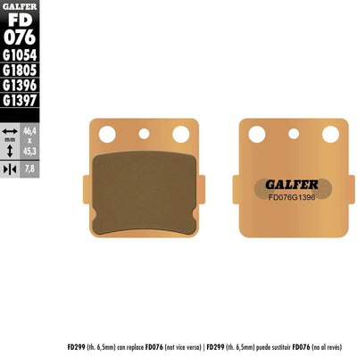 Galfer plaquettes de frein fd076 plaquette de frein fd076 g1396 métal fritté