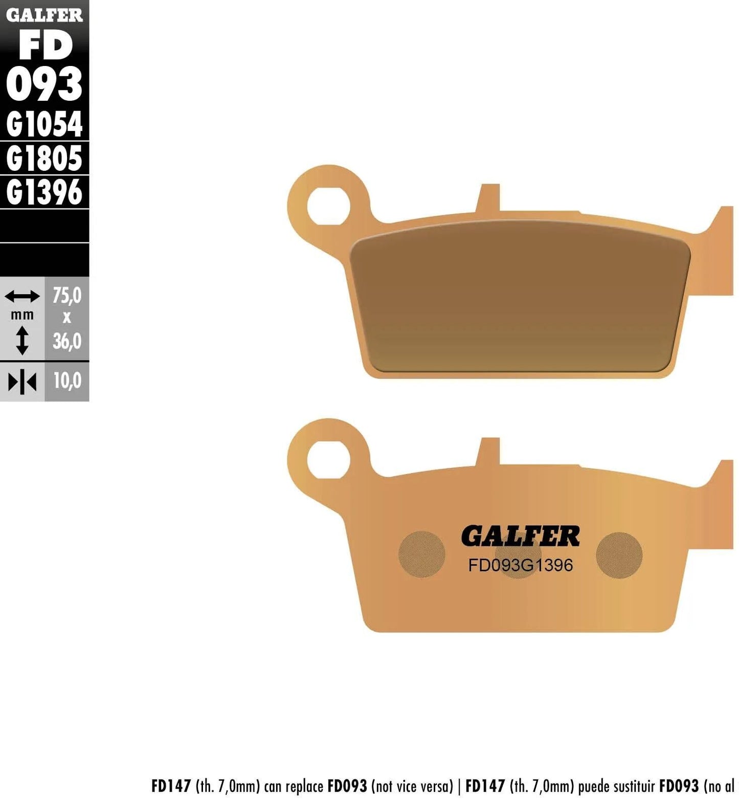 Galfer plaquettes de frein fd093 plaquette de frein fd093 g1396 métal fritté