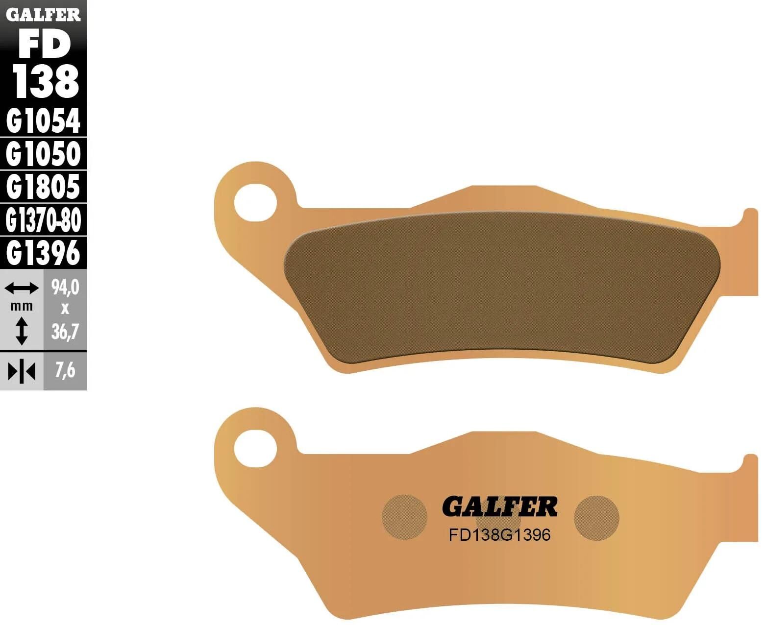Galfer plaquettes de frein fd138 plaquettes de frein frittées fd138 g1380