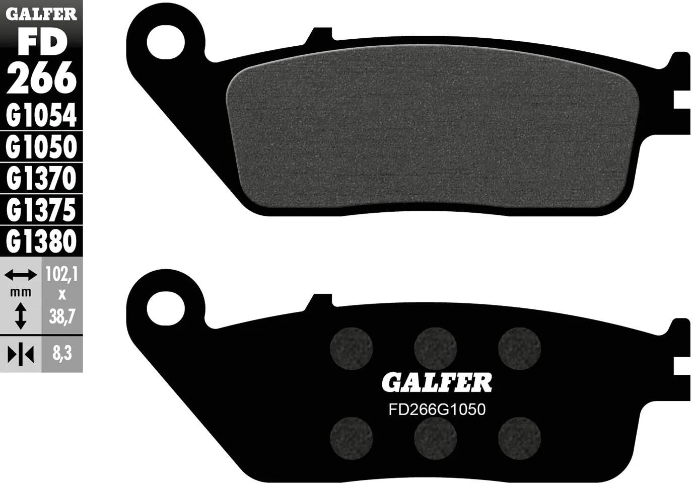 Galfer plaquettes de frein fd266 plaquette de frein fd266 g1050 scooter organique