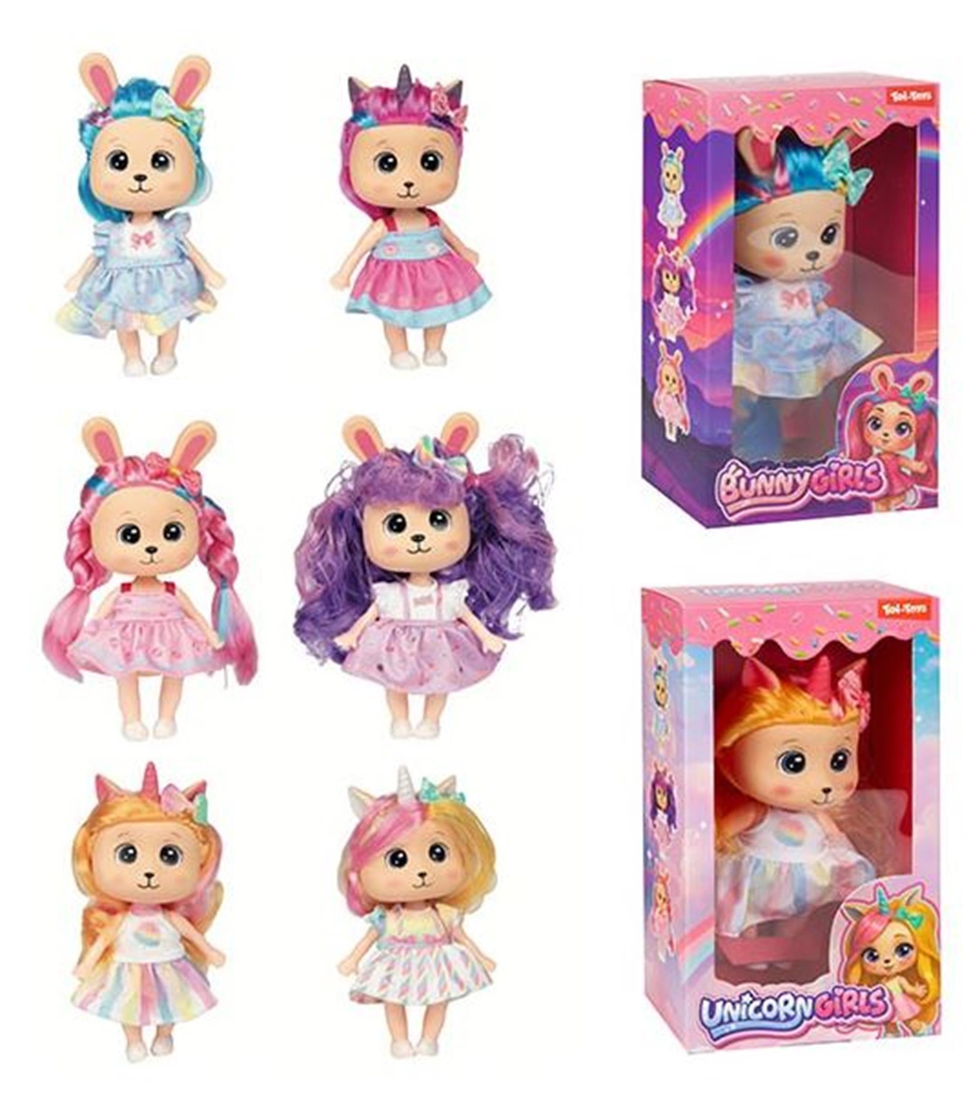 Toi-toys poupée lapin licorne arc-en-ciel doux 20cm