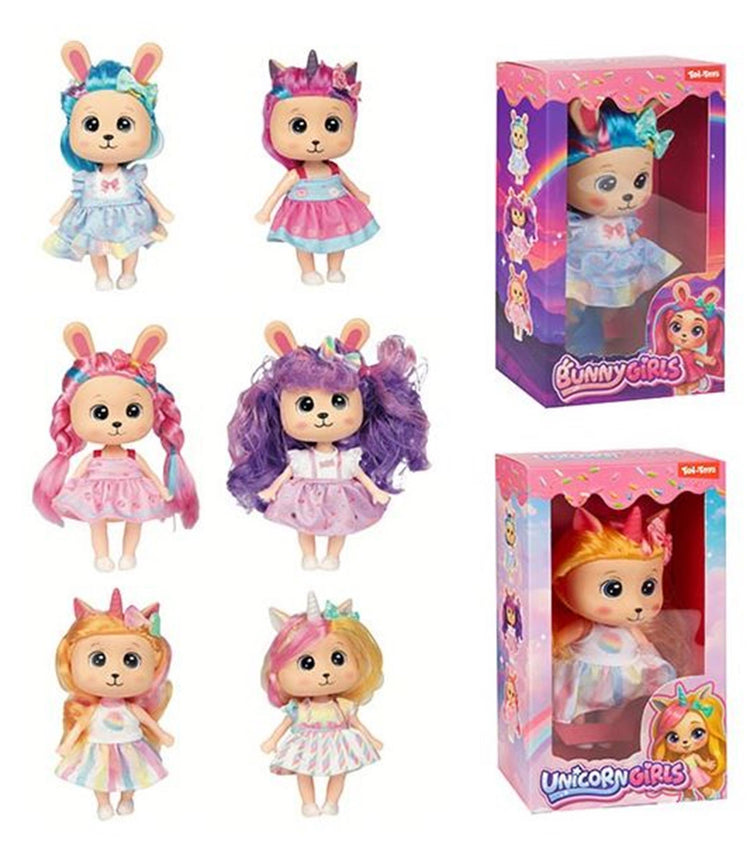 Toi-toys poupée lapin licorne arc-en-ciel doux 20cm