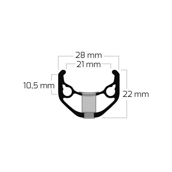 Jante Ryde ZAC 421 28 29 622*21C aluminium 36 trous 14G noir poli