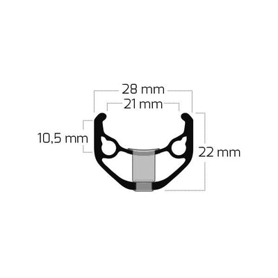 Jante Ryde ZAC 421 28 29 622*21C aluminium 36 trous 14G noir poli
