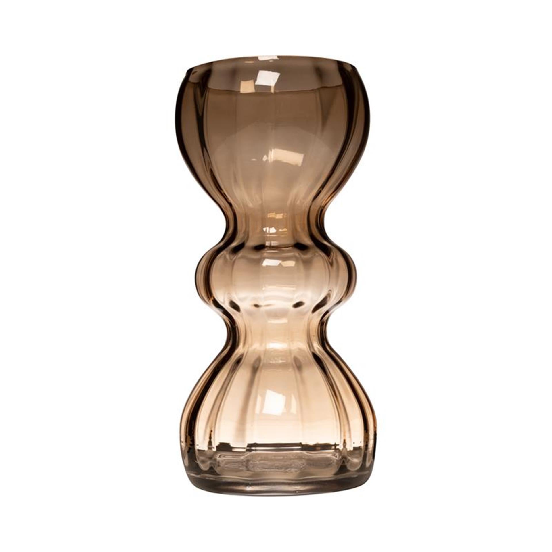 Hachette verre yves tourbillon ventre vase taupe ø12xh25cm