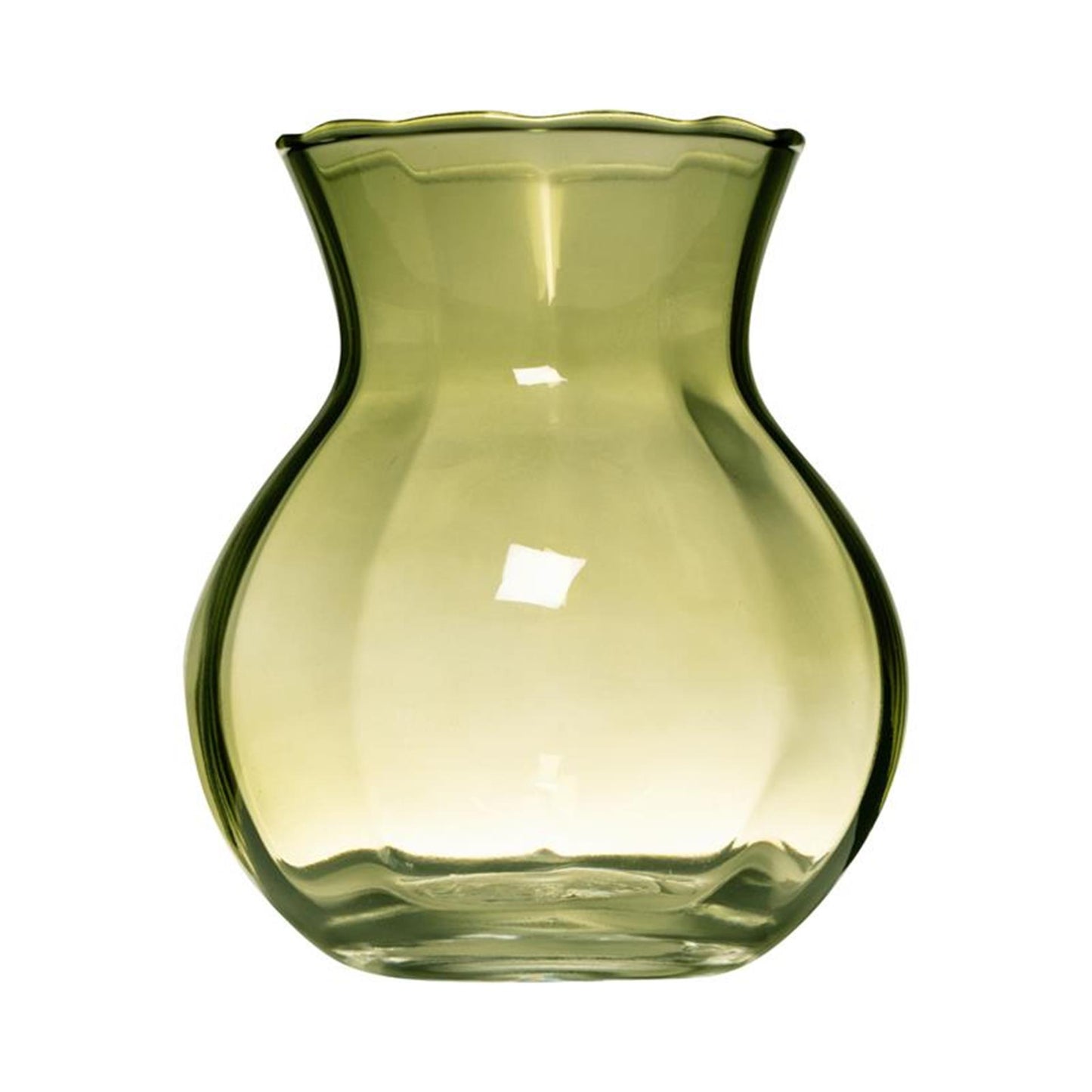 Vase en verre à hachette yves tourbillonnant vert ø11xh13cm