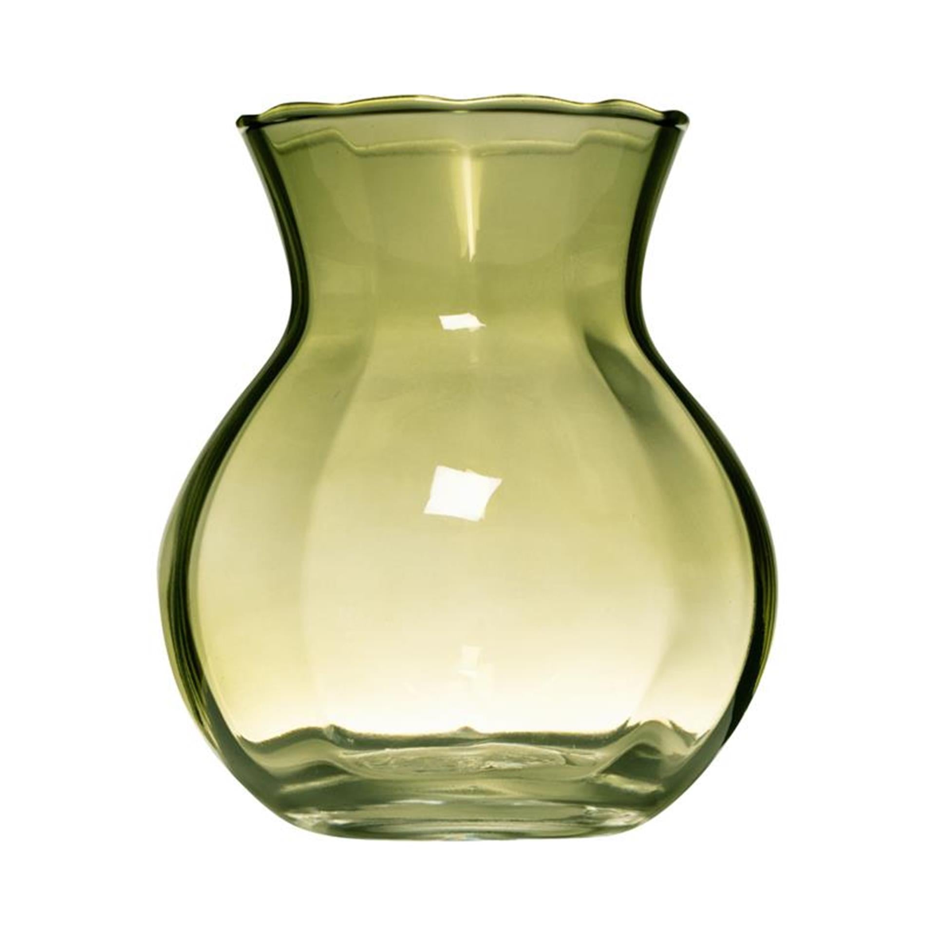 Vase en verre à hachette yves tourbillonnant vert ø11xh13cm