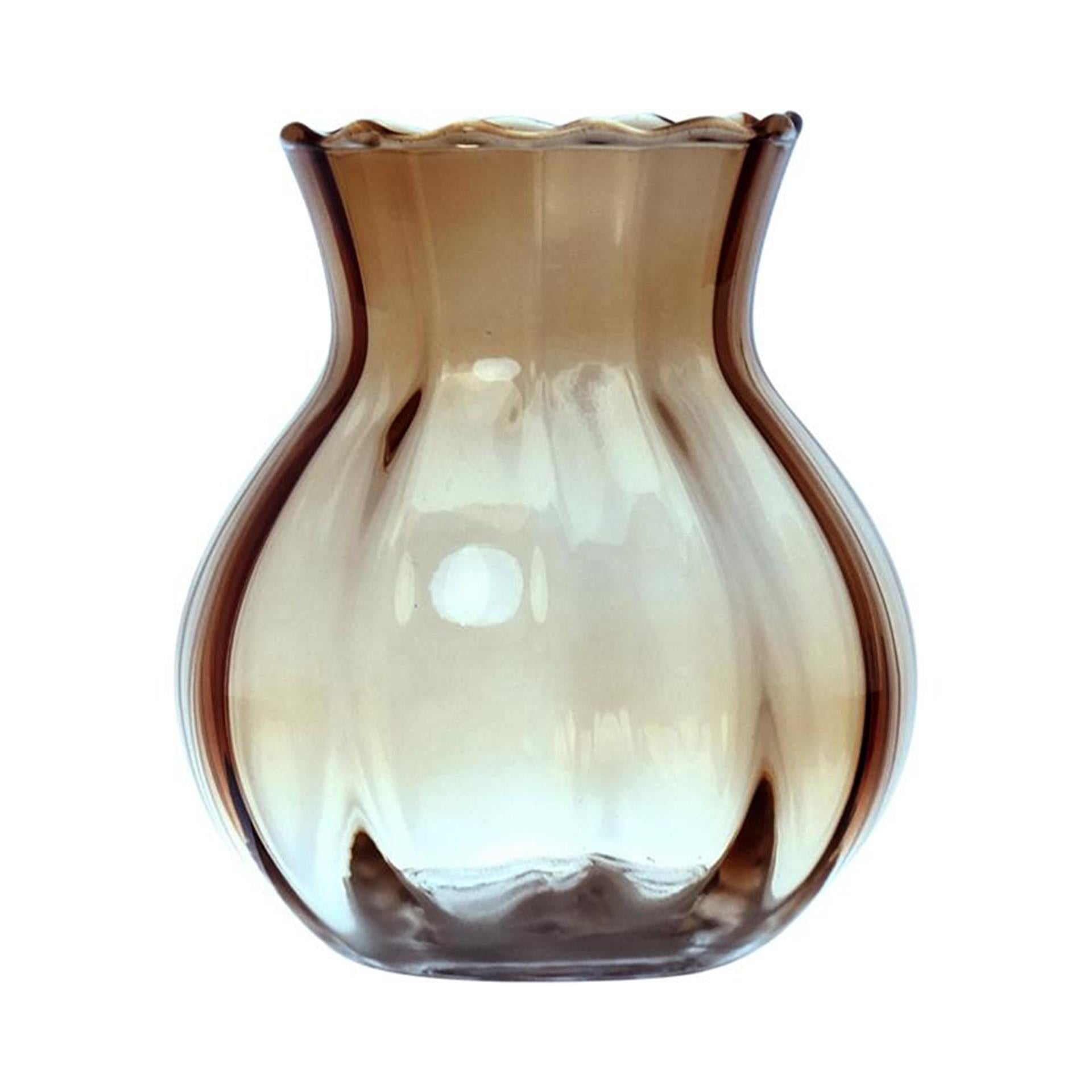 Hachette verre yves tourbillon ventre vase taupe ø11xh13cm