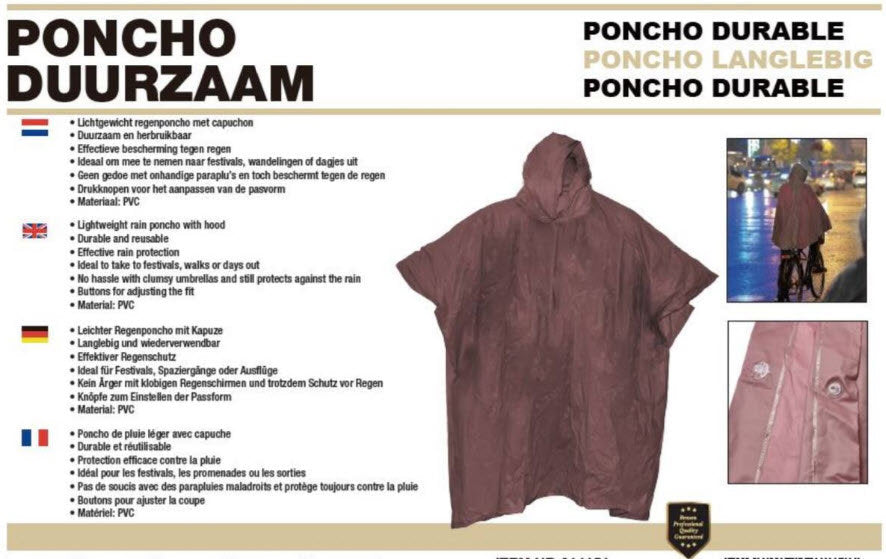 Poncho de pluie Benson résistant