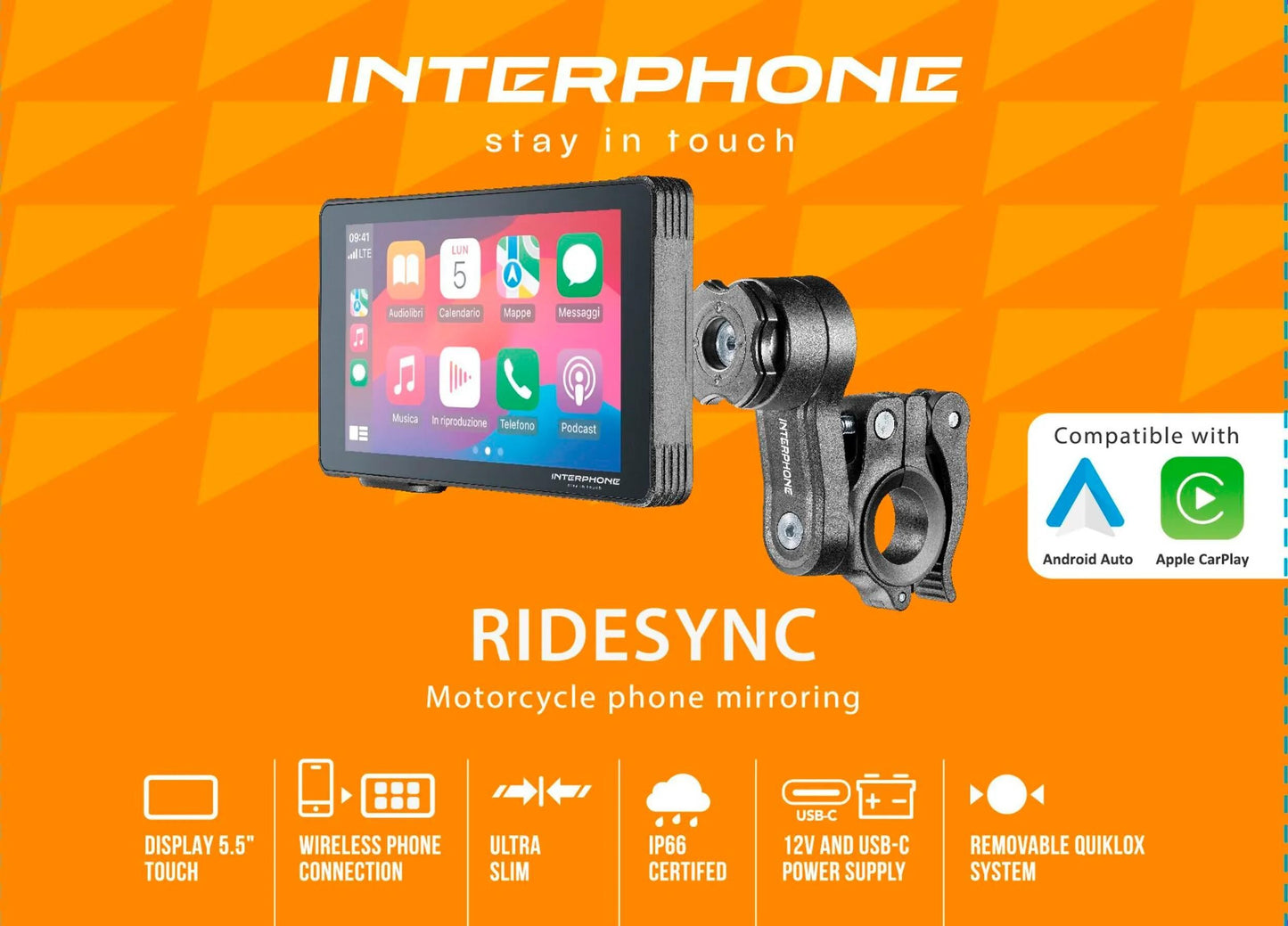 Système d'infodivertissement par interphone ridesync. jeu de voiture ridesync, Android Auto
