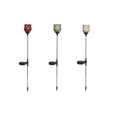 Lampe de jardin solaire LED verre tulipe 9x9x79cm