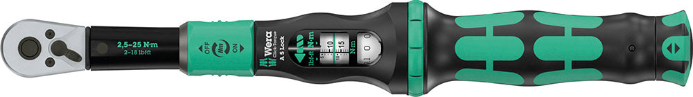 Wera une clé dynamométrique 5 avec verrouillage dynamométrique, cliquet réversible 1 4 (2,5-25 nm)