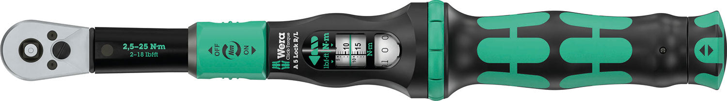 Wera Click-Torque Lock, une clé dynamométrique de 5 r l, 1 4 (2,5-25 nm)