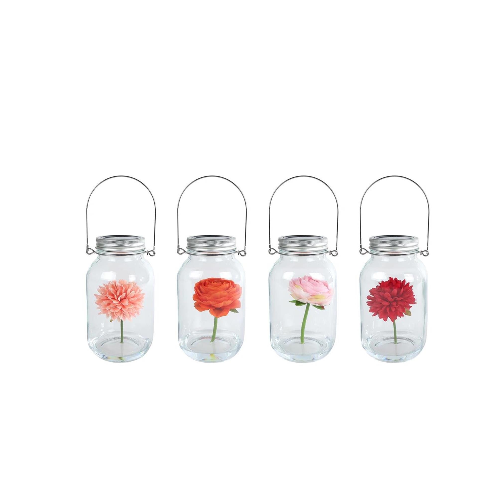 Éclairage LED fleurs verre 10x10x18cm